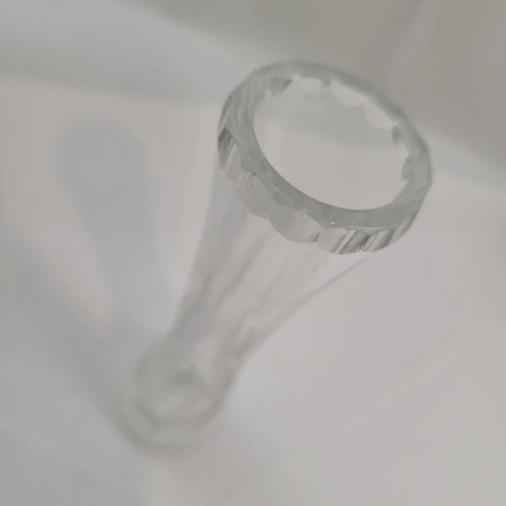 Vintage Cut Crystal Bud Vase 6 Inch Clear Geometric Tapered Glass
